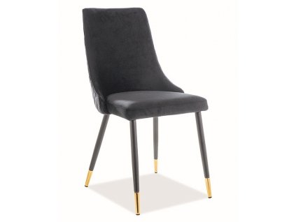 Designová jídelní židle PIANO, velvet černá/kov černá/zlatá