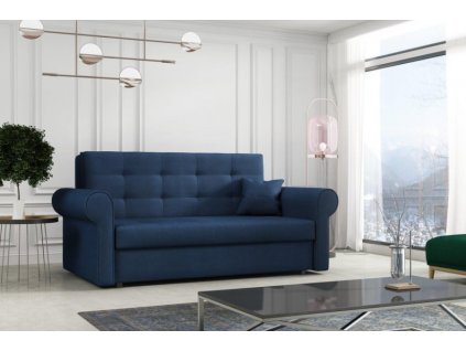 Rozkládací pohovka Vivian Silver III s úložným prostorem, tmavě modrá Mono 241