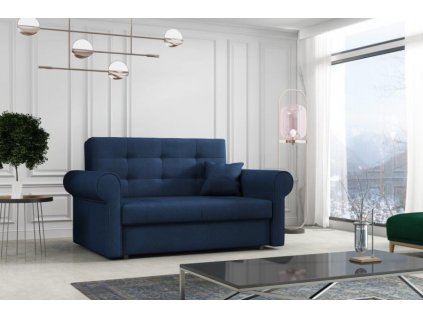 Rozkládací pohovka Vivian Silver II s úložným prostorem, tmavě modrá Mono 241