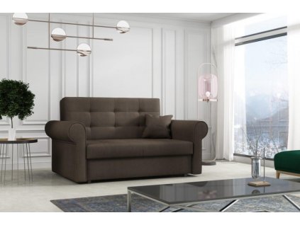 Rozkládací pohovka Vivian Silver II s úložným prostorem, tmavě hnědá Mono 234