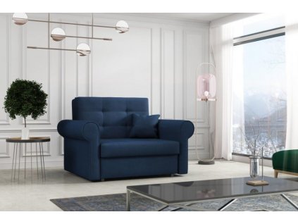 Rozkládací křeslo Vivian Silver I tmavě modrá/Mono 241