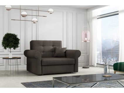 Rozkládací křeslo Vivian Silver I tmavě hnědá/Mono 234