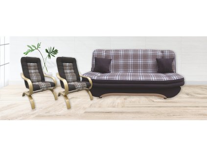 PONTON  new 3R+1+1 pohovka s křesly (GABRIELA) Muna 7/Lobox 1/ dřevo buk  (FE) + (MR) - kolekce "E" (K250)