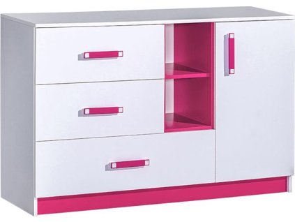 TRUFEL 7- Komoda 130  (Trafiko 7) - bílá/růžová (DO)  (K150-Z)
