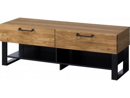 MONURIKI 24 - TELEVIZNÍ STOLEK S 2 ŠUPLÍKY dub medový s elementy černý mat -smontovaný nábytek (MOSAIC) (SZ) (K150-Z)