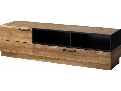 MONURIKI 25 - TELEVIZNÍ STOLEK S 1 ŠUPLÍKEM dub medový s elementy černý mat -smontovaný nábytek (MOSAIC) (SZ) (K150-Z)