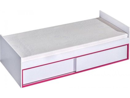 TRUFEL 13 - Postel 90 s úložným prostorem a roštem,bez matrace(Trafiko 13) - bílá/růžová (DO)  (K150-Z)