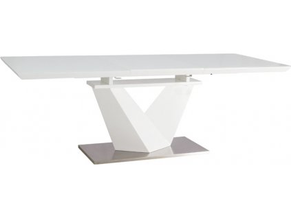 ALARAS III 160 jídelní stůl , sklo bílá/bílá lesk  (ALARAS3BB160=3balíky) (S) (K150-E)
