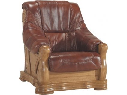 Rustikální řeslo DEREK I kůže (Barva moření 01 bílá, Potah kůže Cappuccino)