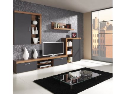 Obývací stěna, sestava SAMIR švestka/grafit