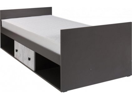Dětská postel Tomio R20 90x200 s úložným prostorem, grafit/enigma