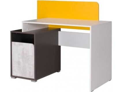 Dětský psací stůl Bruce R8 bílá/grafit/enigma/žlutá