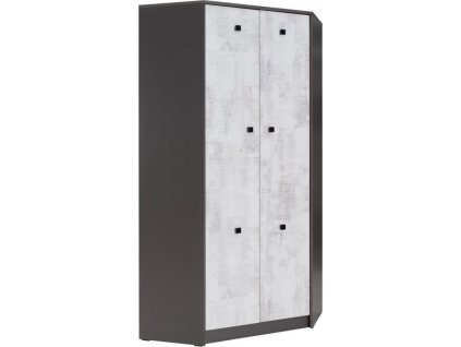Rohová šatní skříň Tomio R4 grafit/enigma