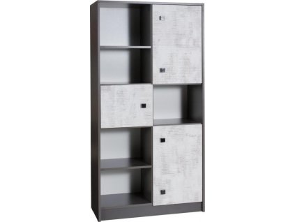 Policový regál Tomio R7 s dvířky, grafit/enigma