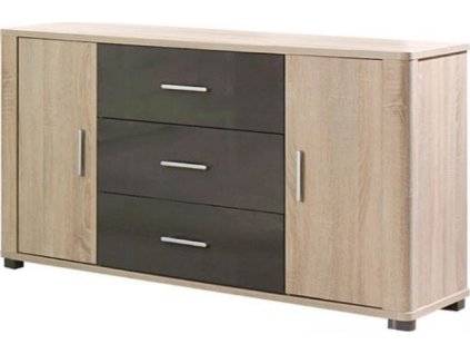 Komoda FILEMON R4, sonoma/grafit lesk