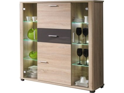 Vitrína Filemon R2, s barem, sonoma/grafit lesk