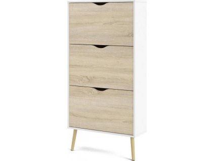 Botník Retro 074 výklopný, bílá/dub