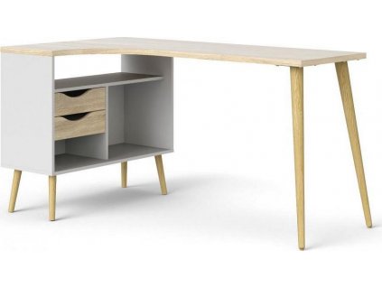 Rohový psací stůl Retro 450 bílá/dub sonoma