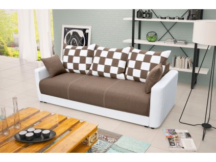 Rozkládací pohovka Xénie s úložným prostorem, hnědá Inari 27