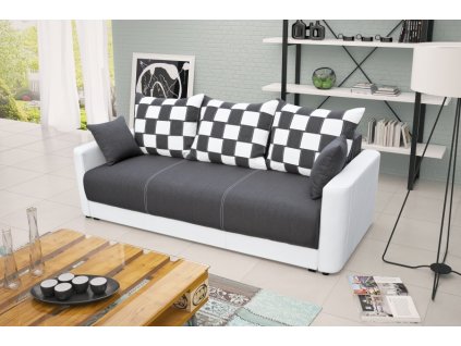 Rozkládací pohovka Xénie s úložným prostorem, tm.šedá Inari 94