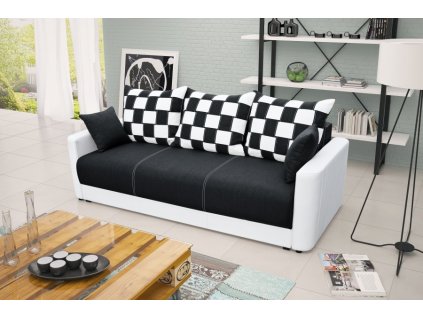 Rozkládací pohovka Xénie s úložným prostorem, černá Inari 100