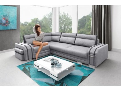 Rohová sedací souprava Avanti, rozkládací s úložným prostorem, levá, světle šedá/tmavě šedá Inari 91/96