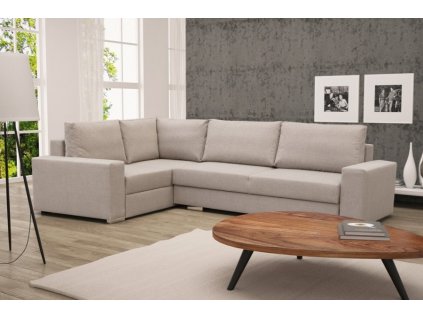 Rohová sedací souprava Toro, rozkládací s úložným prostorem, levá, světle hnědá/Inari 23