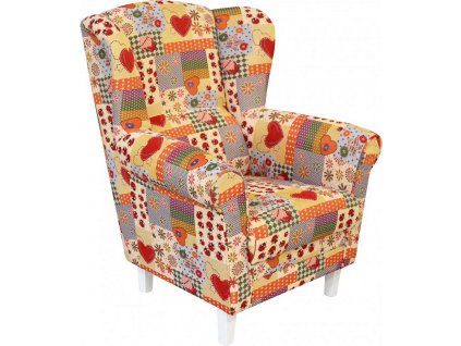 KLIPOS (CLIP) - křeslo látka DV09 srdce, nožky bílá kolekce "FN" (K250)