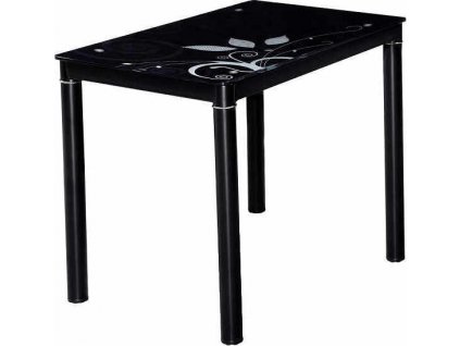 DAMAR (DAMARC80=1balík) jídelní stůl 80X60 černý / nohy černé,tvrzené sklo s ornamentem (S) (K150-E)