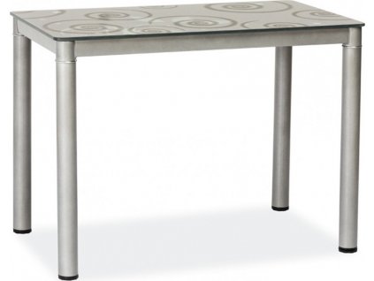 DAMAR (DAMARSZ80=1balík) jídelní stůl 80X60  šedý / šedé hohy,tvrzené sklo s ornamentem (S) (K150-E)