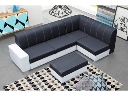 Rohová sedací souprava Rest, rozkládací s úložným prostorem, pravá, černá Inari 100/bílá Soft 17
