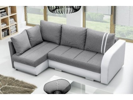 Rohová sedací souprava Citizen, rozkládací s úložným prostorem, levá, světle šedá Inari 91/bílá Eko