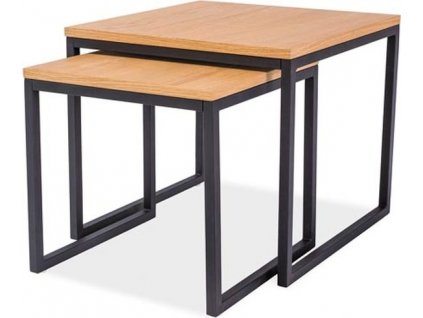 LAROSA DUO - ODKLÁDACÍ STOLEK 2 KS - MDF/dýha - dub / černá  (LARGODUODC) (S) (K150-E)