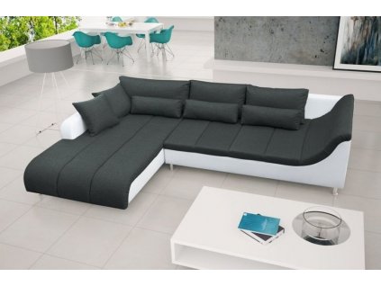 Rohová sedací souprava Alex, levá, černá Inari 100/bílá Eko