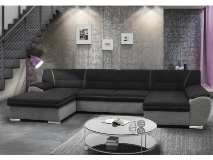 MILAGRO - Levá - sed.souprava,látka černá/šedá sedák,opěrák SORO 100/ korpus SORO 83- prošití bílé  (FI) - kolekce "F" (K250)