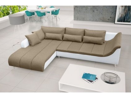 Rohová sedací souprava Alex, levá, světle hnědá Inari 23/bílá Eko