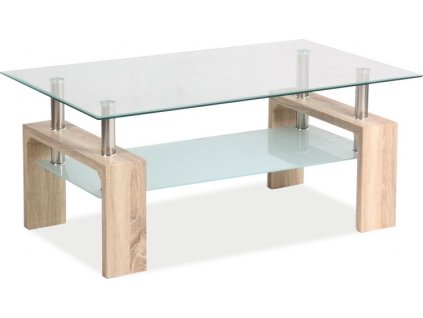 LISA BASIC II - konferenční stolek dub sonoma/ sklo čiré tvrzené 100 x 60 x 55  LISABASIC2TDS (S) (K150-E)