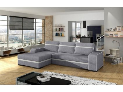 Rohová sedací souprava Funny, rozkládací s úložným prostorem, levá, světle šedá Inari 91/bílá Soft 17