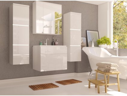 PULA 14-SKŘÍŇKA SE ZRCADLEM nad umyvadlo - koupelnový nábytek MDF - bílá mat/zrcadlo-(PORTO WH14) "LP" (K150-E)