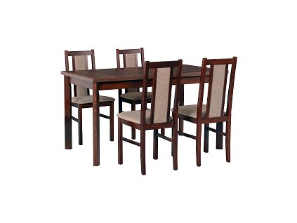 MILENIUM 2 - jídelní set stůl+4 židle (Modena 1P+Boss 14 ) ořech/ NOVÁ látka sv. hnědá č.11B- Neve13 - kolekce "DRE" (DM)(K150-S)