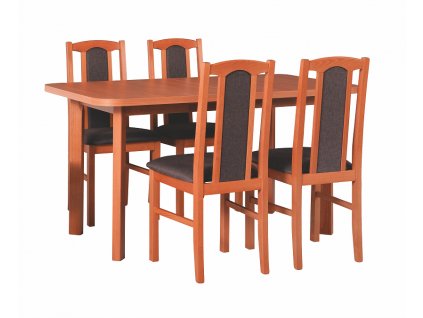 MILENIUM 3 - jídelní set stůl+4 židle (Wenus 2P+ Boss 7) olše/látka tmavě hnědá č.4B Soro 28 NOVÁ LÁTKA - kolekce "DRE" (DM)***POSLEDNÍ KUSY