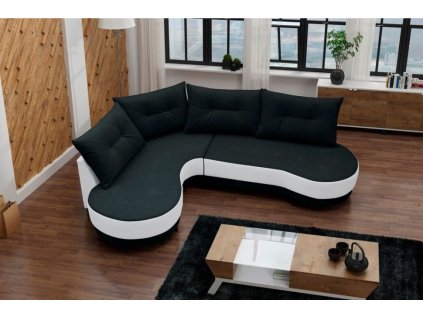 Rohová sedací souprava Abbey, levá, černá Inari 100/bílá Soft 17