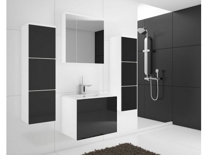 PULA 11-ZÁVĚSNÁ SKŘÍŇKA - koupelnový nábytek MDF - bílá/ černý lesk-(PORTO BL11) "LP" ***VÝPRODEJ-POSLEDNÍ KUS