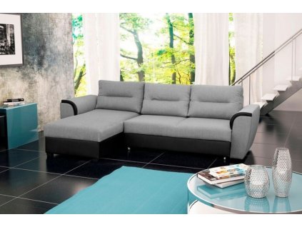 Rohová sedací souprava Tommy, rozkládací s úložným prostorem, levá, šedá Inari 91/černá Soft 11