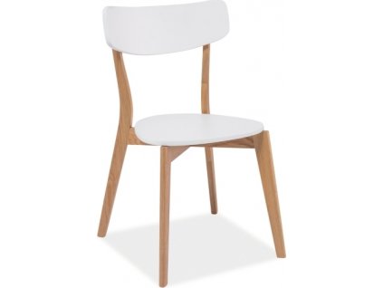 MAILA- JÍDELNÍ ŽIDLE sedák MDF bílá ,nohy dřevo dub  (MOSSOKDB) (S) (K150-E)
