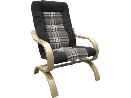 GABRIELA -k PONTONU - křeslo (GRZEŠ) Muna 7 tm.hnědá/Lobox 1 karo hnědá STŘED/dř.buk (MR) - kolekce "MR" (K250-S)