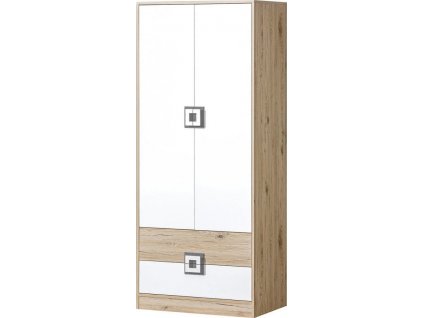 NIKOS 1- Skříň šatní 80 (NICO 1) - bílá/dub světlý- úchyt šedá (DO) (K150-Z)