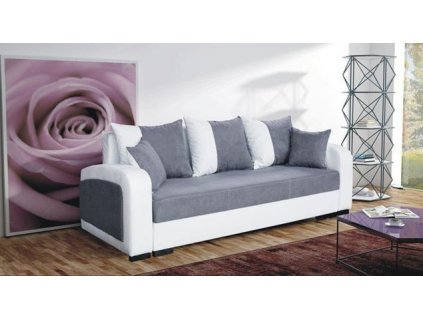 Rozkládací pohovka Zara s úložným prostorem, látka šedá/EKO bílá, Nubuk 22/D511