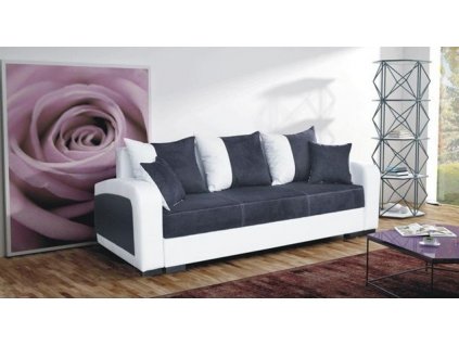 Rozkládací pohovka Zara s úložným prostorem, látka černá/EKO bílá, Nubuk 2014/D511