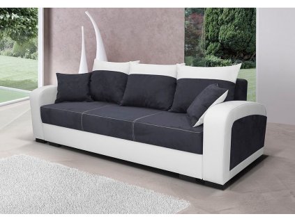 Rozkládací pohovka Zara II s úložným prostorem, látka černá/EKO bílá, Nubuk 2014/D511